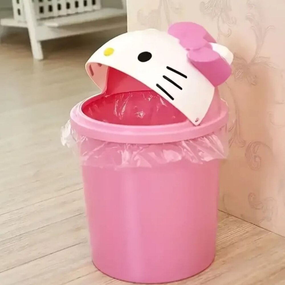 Hello Kitty Pink Trash Can Large Size with Detachable Lid 13" - Picture 2 of 7